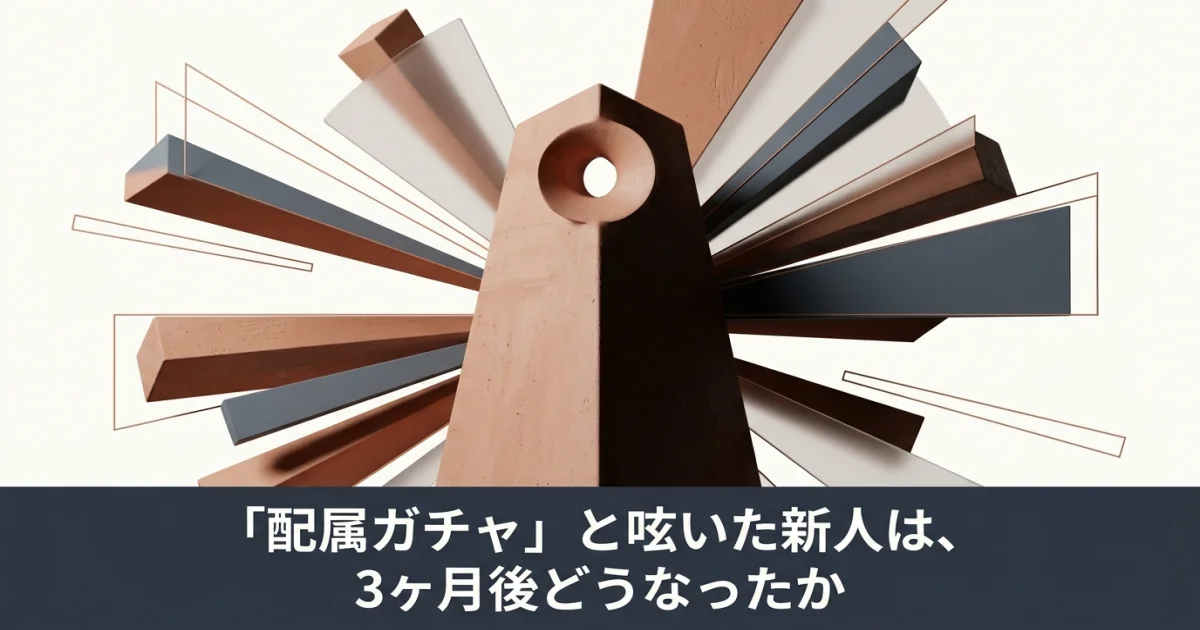 「配属ガチャ」と呟いた新人は、3ヶ月後どうなったか