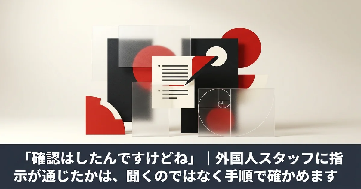 「確認はしたんですけどね」｜外国人スタッフに指示が通じたかは、聞くのではなく手順で確かめます