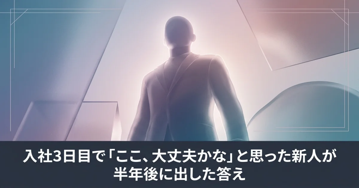 入社3日目で「ここ、大丈夫かな」と思った新人が半年後に出した答え