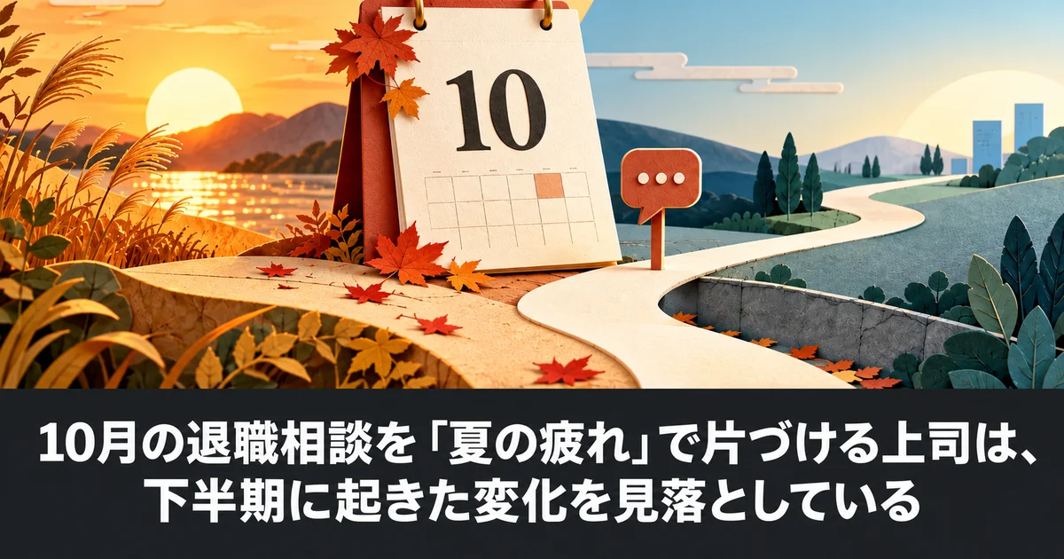 10月の退職相談を「夏の疲れ」で片づける上司は、下半期に起きた変化を見落としている