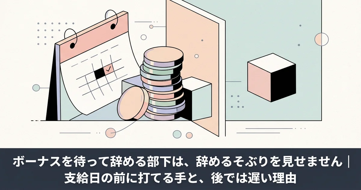 ボーナスを待って辞める部下は、辞めるそぶりを見せません｜支給日の前に打てる手と、後では遅い理由