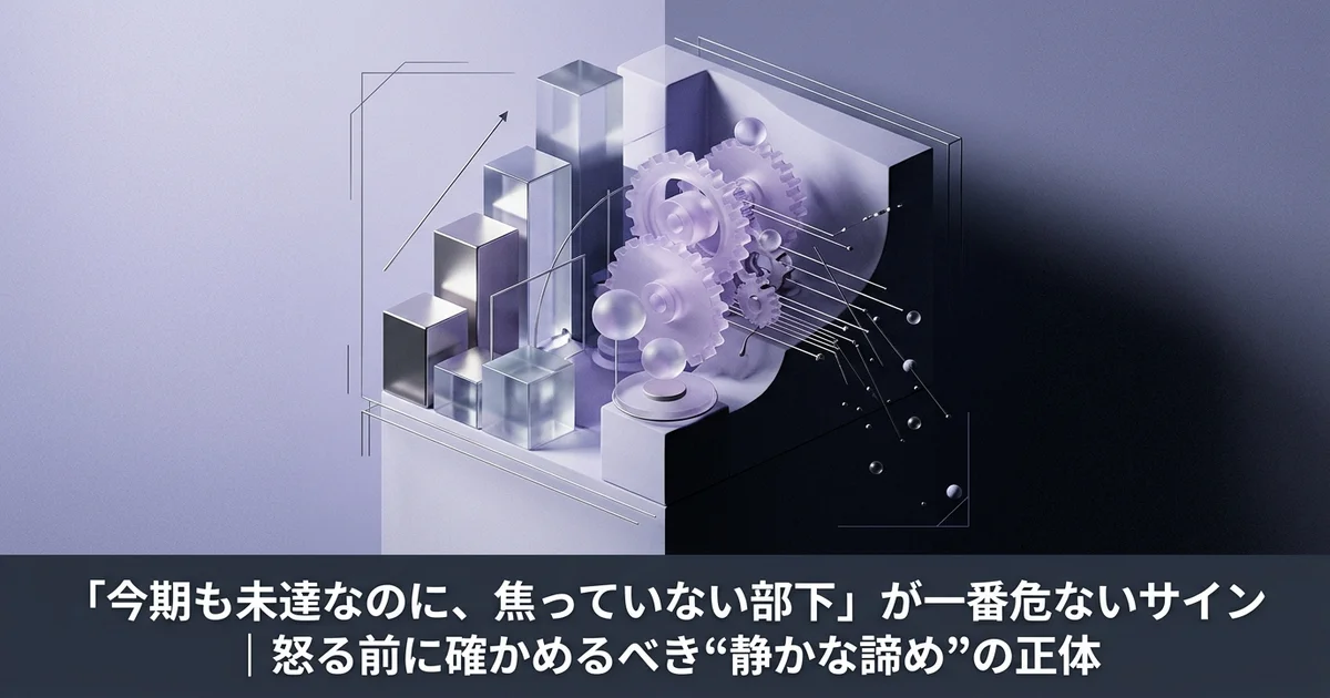 「今期も未達なのに、焦っていない部下」が一番危ないサイン|怒る前に確かめるべき"静かな諦め"の正体